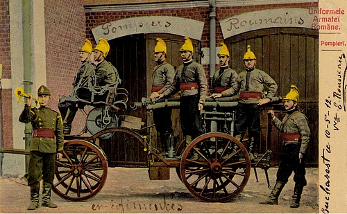 Übung einer Feuerwehr in Rumänien anno 1912