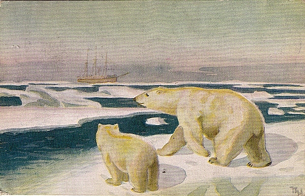 Polhavet Motiv Eisbär - signiert Th rechts unten